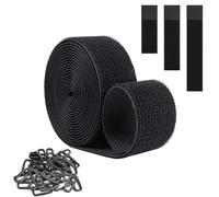5cm x 5m Fascette Fermacavi con 25 Fibbie, Fascette Fermacavo Regolabili, Tagliabili a Misura, Riutilizzabili, Organizzatore Cavi Nere per Cable Management per Casa, Ufficio e Giardino