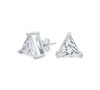 5Ct Triangolo A Forma Di Cesto Di Zirconia Cubica Set Di Orecchini Con Perno In CZ Taglio Trillion Per Uomini Donne .925 Argento Sterling