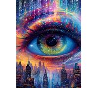 5D Città Diamond Painting Occhio Diamond Painting Kit Completo, Pittura Diamante Adulti Bambini Diamantini Crystal Art Strass Ricamo Punto Croce Arte Artigianato, Decorazione Murale 60x80 cm Q4-36