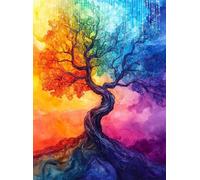 5D Colorato Diamond Painting Albero Diamond Painting Kit Completo, Pittura Diamante Adulti Bambini Diamantini Crystal Art Strass Ricamo Punto Croce Arte Artigianato, Decorazione Murale 20x30 cm Q4-2
