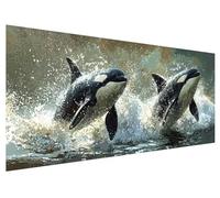 5D Delfino Diamond Painting Kit Completo per Adulti, Kit di Pittura con Diamanti Animale 5D Fai Da Te, Diamond Painting Kit Punto Croce Rhinestone Embroidery Art per Decorazioni Casa 100x40cm H-19