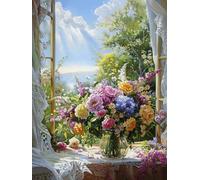 5D Diamantini Crystal Art Fiori In Vaso Sul Davanzale Della Finestra Dipinti Di Diamanti Fai-Da-Te Rotondi Con Punta Completa Con Diamanti Gemma Arte E Artigianato Per La Decorazione Della 30x40cm