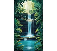5D Diamond Art Painting,Green Plants River Diamond Painting Kits for Adults,DIY Square Full Drill Canvas Embroidery Cross Stitch,Diamond Arts Crafts Painting Pictures for Home Wall Decor 100x210cm