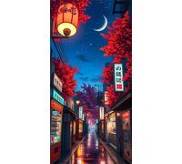5D Diamond Art Painting,Japanese Street Scene Diamond Painting Kits for Adults,DIY Square Full Drill Canvas Embroidery Cross Stitch,Diamond Arts Crafts Painting Pictures for Home Wall Decor 30x70cm