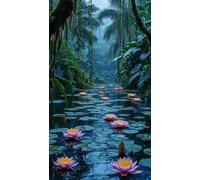 5D Diamond Art Painting,Jungle Lotus Leaf Diamond Painting Kits for Adults,DIY Square Full Drill Canvas Embroidery Cross Stitch,Diamond Arts Crafts Painting Pictures for Home Wall Decor 40x90cm