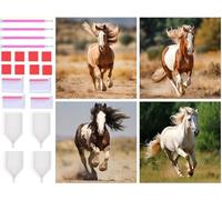 5D Diamond Art Painting Kit Complet 30x30cm Pittura Diamante 4 Pezzi Kit Pittura Animale Cavallo Diamond Painting Grandi Dimensioni DIY Paint by Numbers Domestiche Passatempo per Adulti Bambini T-5443