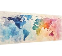 5D Diamond Art Painting Kit Completo, Carta geografica Pittura Diamante Fai Da Te, Strass Punto Croce Ricamo Diamante Painting disegni con perline per Adulti,Bambini,Casa Parete Decorazioni 75x30cm