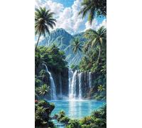 5D Diamond Art Painting,Lake Tree Mountain Diamond Painting Kits for Adults,DIY Round Full Drill Canvas Embroidery Cross Stitch,Diamond Arts Crafts Painting Pictures for Home Wall Decor 40x90cm
