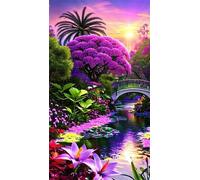 5D Diamond Art Painting,Lily Bridge Plant Diamond Painting Kits for Adults,DIY Square Full Drill Canvas Embroidery Cross Stitch,Diamond Arts Crafts Painting Pictures for Home Wall Decor 100x210cm