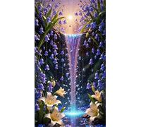 5D Diamond Art Painting,Lily Waterfall Plant Diamond Painting Kits for Adults,DIY Square Full Drill Canvas Embroidery Cross Stitch,Diamond Arts Crafts Painting Pictures for Home Wall Decor 70x150cm