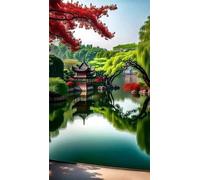 5D Diamond Art Painting,Loft Lake Bridge Diamond Painting Kits for Adults,DIY Square Full Drill Canvas Embroidery Cross Stitch,Diamond Arts Crafts Painting Pictures for Home Wall Decor 90x190cm