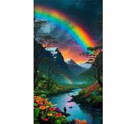 5D Diamond Art Painting,Mountains Rivers Diamond Painting Kits for Adults,DIY Square Full Drill Canvas Embroidery Cross Stitch,Diamond Arts Crafts Painting Pictures for Home Wall Decor 90x190cm