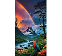 5D Diamond Art Painting,Mountains Rivers Diamond Painting Kits for Adults,DIY Square Full Drill Canvas Embroidery Cross Stitch,Diamond Arts Crafts Painting Pictures for Home Wall Decor 60x130cm