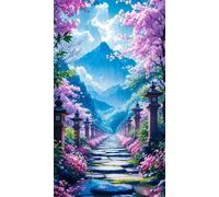 5D Diamond Art Painting,Mountains Trees Street Diamond Painting Kits for Adults,DIY Square Full Drill Canvas Embroidery Cross Stitch,Diamond Arts Crafts Painting Pictures for Home Wall Decor 40x90cm