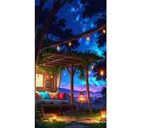 5D Diamond Art Painting,Night Countryside Plants Diamond Painting Kits for Adults,DIY Round Full Drill Canvas Embroidery Cross Stitch,Diamond Arts Crafts Painting Pictures for Home Decor 100x210cm