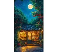 5D Diamond Art Painting,Night House Plant Diamond Painting Kits for Adults,DIY Square Full Drill Canvas Embroidery Cross Stitch,Diamond Arts Crafts Painting Pictures for Home Wall Decor 60x130cm