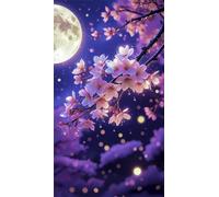 5D Diamond Art Painting,Night Peach Blossom Diamond Painting Kits for Adults,DIY Square Full Drill Canvas Embroidery Cross Stitch,Diamond Arts Crafts Painting Pictures for Home Wall Decor 40x90cm