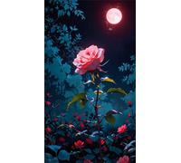 5D Diamond Art Painting,Night Rose Moon Diamond Painting Kits for Adults,DIY Square Full Drill Canvas Embroidery Cross Stitch,Diamond Arts Crafts Painting Pictures for Home Wall Decor 80x170cm