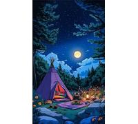 5D Diamond Art Painting,Night Tent Moon Diamond Painting Kits for Adults,DIY Square Full Drill Canvas Embroidery Cross Stitch,Diamond Arts Crafts Painting Pictures for Home Wall Decor 60x130cm