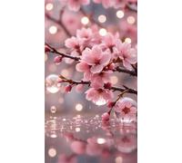 5D Diamond Art Painting,Pink Flower Rain Diamond Painting Kits for Adults,DIY Square Full Drill Canvas Embroidery Cross Stitch,Diamond Arts Crafts Painting Pictures for Home Wall Decor 50x110cm