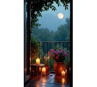 5D Diamond Art Painting,Rain Moon Candle Diamond Painting Kits for Adults,DIY Square Full Drill Canvas Embroidery Cross Stitch,Diamond Arts Crafts Painting Pictures for Home Wall Decor 50x110cm