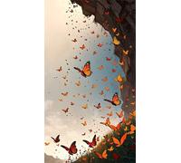 5D Diamond Art Painting,Yellow Butterfly Diamond Painting Kits for Adults,DIY Square Full Drill Canvas Embroidery Cross Stitch,Diamond Arts Crafts Painting Pictures for Home Wall Decor 20x50cm
