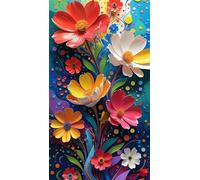 5D Diamond Art Painting,Yellow White Flower Diamond Painting Kits for Adults,DIY Square Full Drill Canvas Embroidery Cross Stitch,Diamond Arts Crafts Painting Pictures for Home Wall Decor 70x150cm