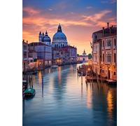 5D Diamond Painting Adultes, Venezia Pittura Diamante, Paesaggio Diamond Painting Kit, DIY Loisirs Créatifs Broderie Point de Croix Art Diamond Painting Kit, pour Murale Décoration Intérieur 50x70cm