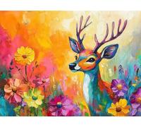 5D Diamond Painting Adulti Cervo Diamond Painting Grandi Dimensioni 40x60cm Fiore Mosaico Diamante Art, DIY Strass Punto Croce Ricamo Pittura Bambini, Hobby Creativi Adulti, Decorazione Casa G-489