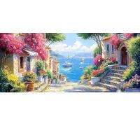5D Diamond Painting Adulti, Città sulla spiaggia Diamond Painting Kit Completo, Diamantini Crystal Art, Strass Ricamo a Punto Croce, Hobby Creativi Adulti Decor da Parete e Casa Regalo 80x190cm A-213