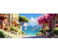 5D Diamond Painting Adulti, Città sulla spiaggia Diamond Painting Kit Completo, Diamantini Crystal Art, Strass Ricamo a Punto Croce, Hobby Creativi Adulti Decor da Parete e Casa Regalo 100x230cm A-212
