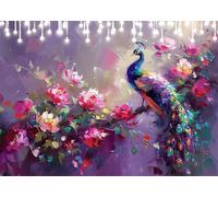 5D Diamond Painting Adulti Fiore Diamond Painting Kit Completo Pavone Diamantini Crystal Art Kit Rotondo, Pittura Diamante Hobby Creativi Adulti per Decorazioni Parete Casa Regalo Donna 15x20 cm X4-14