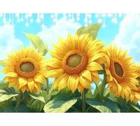 5D Diamond Painting Adulti Girasole Diamond Painting Kit Completo Cielo Diamantini Crystal Art Kit Rotondo, Pittura Diamante Hobby Creativi Adulti per Decorazioni Parete Casa Regalo 15x20 cm X4-46