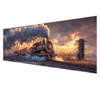 5D Diamond Painting Adulti Grande Inverno, DIY Diamond Painting Kit Completo Treno, kit Pittura Diamante Grande Strass, Ricamo Pittura con Numeri Diamante, per Natale Decorazione Parete, 50x150cm U-44