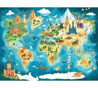 5D Diamond Painting Adulti Mappa del mondo Diamond Painting Grandi Dimensioni 50x70cm Animale Mosaico Diamante Art, Strass Punto Croce Ricamo Pittura Bambini, Hobby Creativi Adulti, Regalo Donna G-846