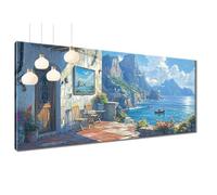 5D Diamond Painting Adulti, Mediterraneo Pittura Diamante Kit Completo Diamond Art Piccola Città, Kit Pittura Diamante Mosaico Rotondo DIY Ricamo Punto Croce, Decorazioni Parete Casa 40x80 cm T3-719