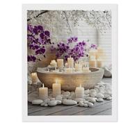 5D Diamond Painting Adulti, Pittura Diamante Candele Fiori, Kit Completo DIY Ricamo con Perline di Strass, Quadro Fai da Te per Bambini, Ideale per Decorazione D'Interni, Regalo Creativo, 60x80cm K603