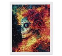 5D Diamond Painting Adulti, Pittura Diamante scheletro di fiamma rosa, Kit Completo DIY Ricamo con Perline di Strass, Quadro Fai da Te per Bambini, per Decor D'Interni, Regalo Creativo, 80x100cm K-507