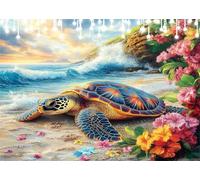 5D Diamond Painting Adulti Spiaggia Diamond Painting Kit Completo Tartaruga Diamantini Crystal Art Kit Rotondo, Pittura Diamante Hobby Creativi Adulti per Decorazioni Parete Casa Regalo 20x30 cm X4-10