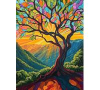 5D Diamond Painting Albero Della Vita, Montagna Diamond Painting Kit Completo, Passatempo per Adulti, Diamantini Crystal Art Bambini, Strass Ricamo Punto a Croce, Decorazione Interna 100x150cm A-407