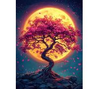 5D Diamond Painting Albero Diamond Painting Kit Adulti Bambini, DIY Full Diamanti Mosaico Cristallo Art 50x70cm, Petali Diamantini Ricamo a Croce Accessori, Applicabile Autunno Decorazione Casa w-700