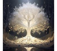 5D Diamond Painting Bianco Albero della Vita, Fantastico albero magico Pittura Diamante Fai da Te, Kit Completo di Diamond Painting per Adulti e Bambini, Fai da Te per Decorazione Murale, 30x30cm