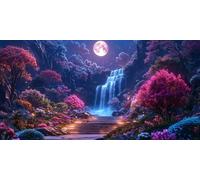 5D Diamond Painting Cascate della Luna Kit Completo per Adulti e Bambini, Pittura Diamante con Strass Rotondi, Set per Ricamo a Punto Croce, Regalo Creativo per Amanti dell'Arte 50 x 100cm D-489
