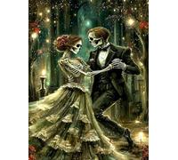 5D Diamond Painting Castello Scheletro Romantico, Kit Completo Pittura Diamante per Adulti e principianti, DIY Quadro con Strass Teschio Coppia che Balla, per Decorazione Casa e Pareti, 30x40cm