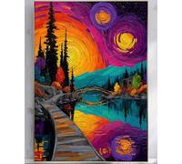 5D Diamond Painting Cielo Stellato Diamond Painting Adulti, Pittura Diamante Paesaggio Diamantini Crystal Art DIY Strass Ricamo a Punto Croce Kit Completo per Decorazioni Casa 30x40cm -zpg2507KH