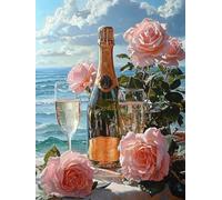5D Diamond Painting Colore Colore Rosa, Sulla Spiaggia Diamond Painting Kit Completo, Passatempo per Adulti, Diamantini Crystal Art Bambini, Strass Ricamo Punto a Croce, Decor Interna 100x150cm A-322