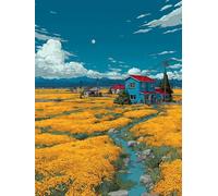 5D Diamond Painting Cottagea, Diamond Painting Kit Completo Paesaggio, DIY Quadri con Perline Kits, Passatempo per Adulti, Dibujos con Diamantes Crystal Art, Regalo, Decorazioni Casa, 90x120cm O-1869