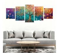 5D Diamond Painting Farfalla 5 Pezzi Albero Diamond Painting Kit Completo, DIY Puzzle Pittura Diamante Ricamo a Punto Croce Paint by Numbers Diamantini Crystal Art per Decorazioni Casa 100x50cm B0-60
