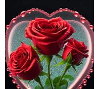5D Diamond Painting Fiore di rose rosse, Kit per Diamond Art Adulti, DIY Diamant Paintingkit Completo Pittura, Strass Ricamo a Punto Croce Painting DIY Decorazione Arte Casa Pareti 50x50cm K-354