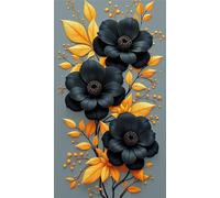 5D Diamond Painting Fiori gialli e neri,Pittura Diamante DIY per Adulti,Square Drill diamond painting Kit Completo Strass Ricamo a Punto Croce Arts Craft per Casa Pareti Decorazione 60x130 cm